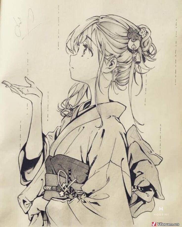 Khám Phá Nghệ Thuật Vẽ Tranh Anime Nữ Tuyệt Đẹp Tư thế năng động và cuốn hút của nhân vật vẽ tranh anime girl