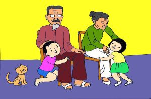 Tuyển tập tranh vẽ gia đình ông bà và các cháu