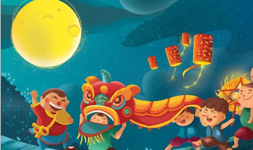 Vầng trăng tỏa sáng lung linh huyền ảo trong đêm hội Trung Thu