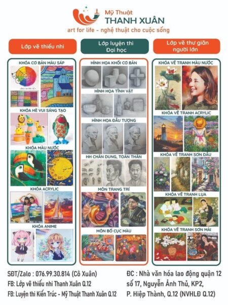 Vat lieu my thuat thieu nhi đa dang, giup tre em kham pha noi dung bai hoa si ti hon, thoa suc sang tao.