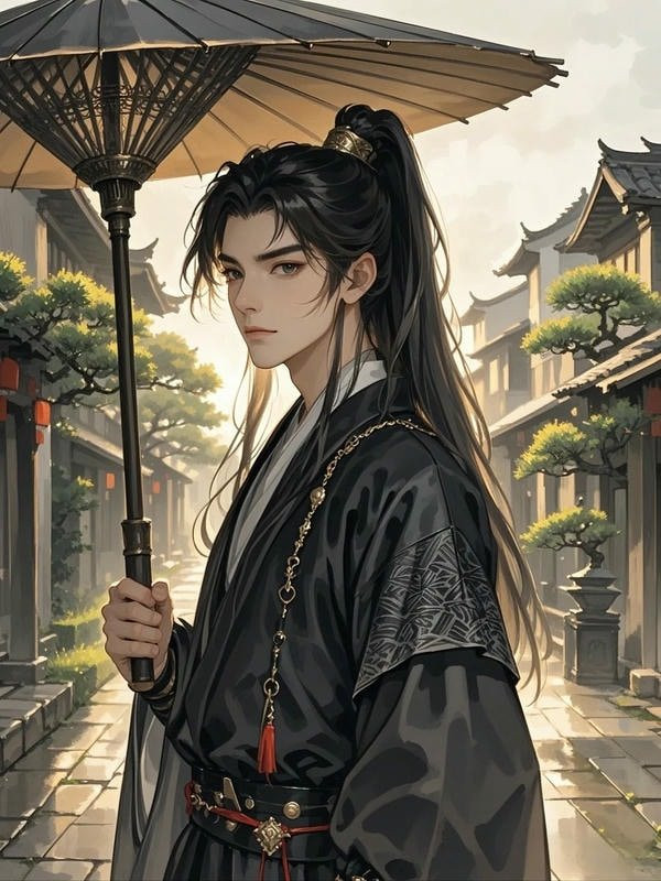 Vẽ anime chàng trai cổ trang với biểu cảm nghiêm nghị