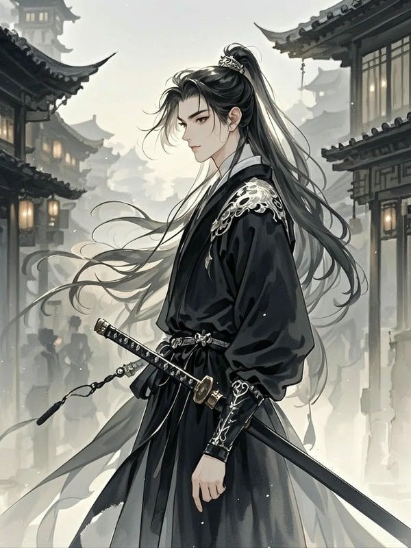 Vẽ anime chàng trai cổ trang với mái tóc buộc cao