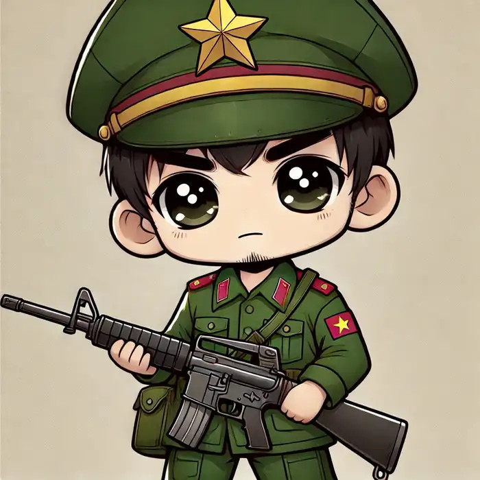 Vẽ chú bộ đội chibi cầm súng siêu ngầu