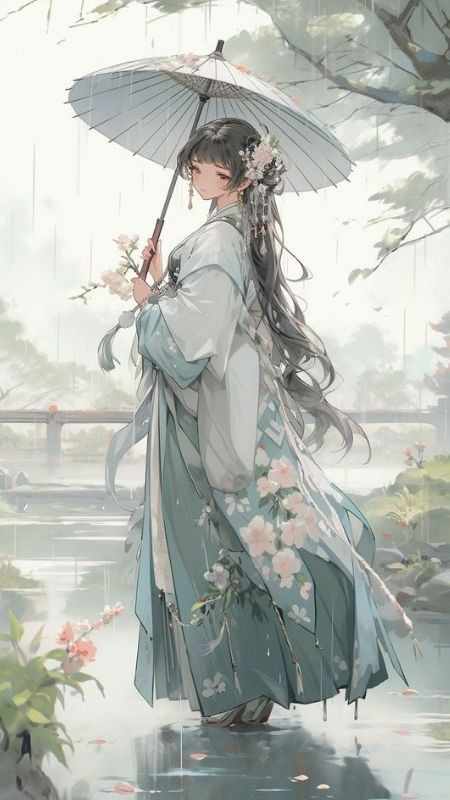 Vẻ đẹp của cô tiểu thư cao quý dưới cơn mưa mờ ảo