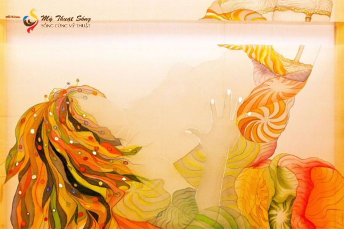 Vẻ đẹp mềm mại của tranh lụa, thuộc trường phái hội họa truyền thống Việt Nam