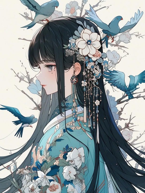 Vẻ đẹp tinh khôi của cô gái anime áo trắng