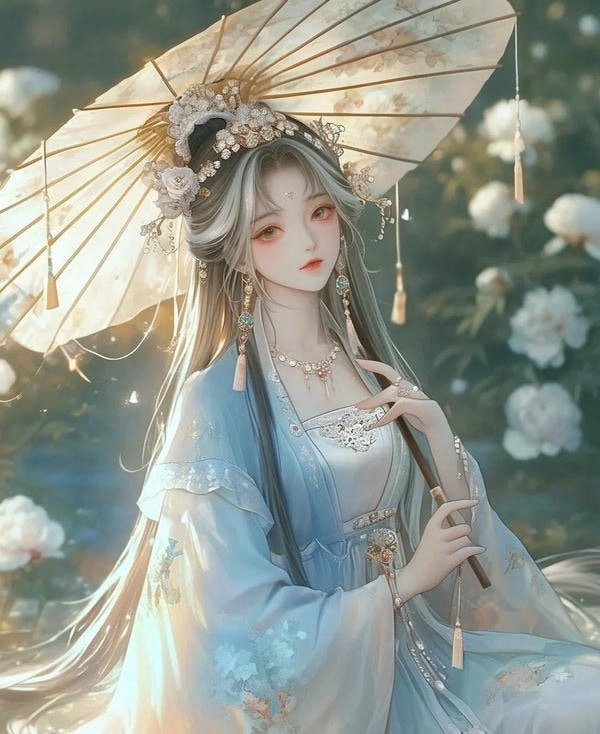 Vẻ đẹp trầm tư của cô gái anime cổ trang