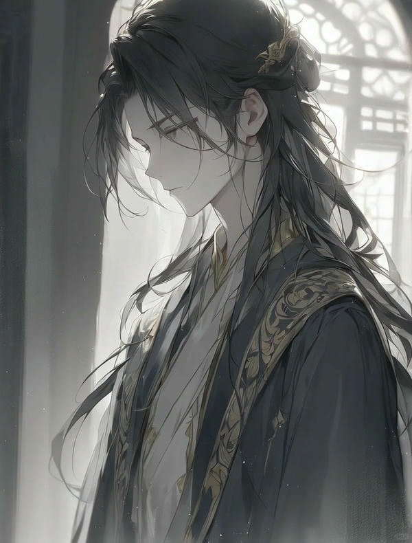 Vẽ minh họa chàng trai anime phong cách cổ trang diện y phục truyền thống màu xanh