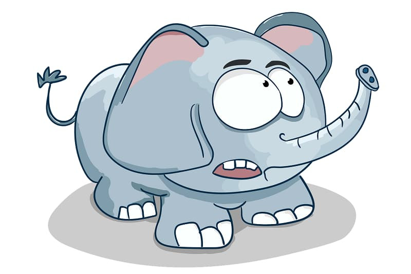 Voi hoạt hình đang chơi đùa