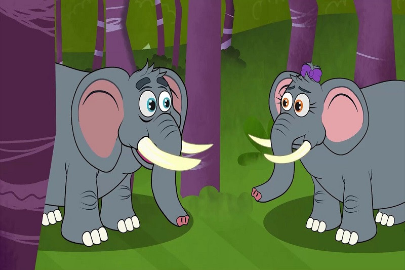 Voi hoạt hình với quả bóng bay