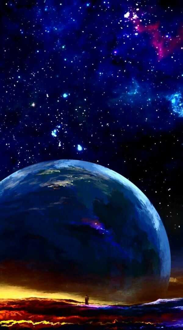 Vũ trụ huyền ảo với ánh sáng xanh