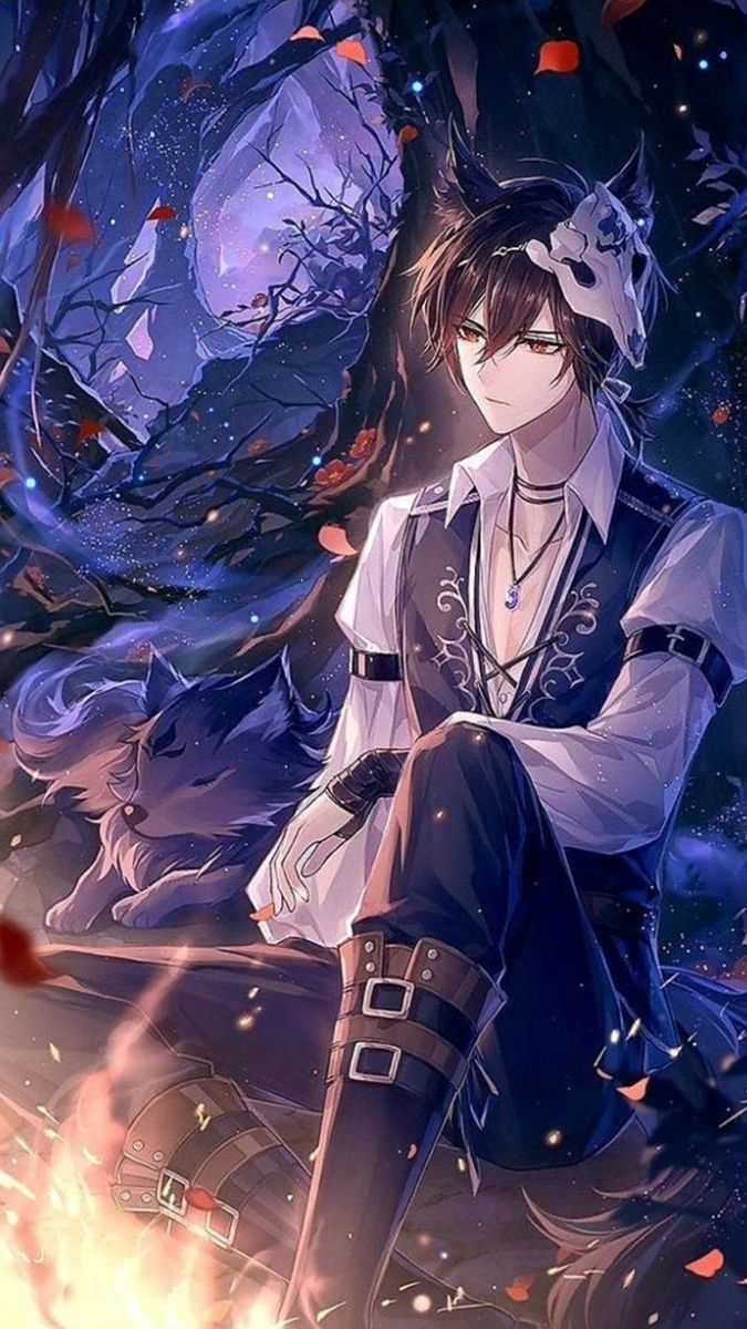 Wallpaper anime nam ngầu với phông nền đơn giản