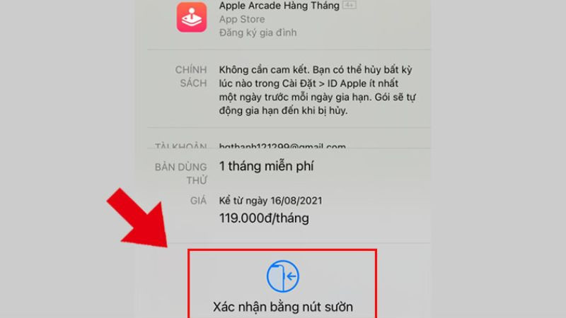 Xác nhận đăng ký Apple Arcade bằng Face ID trên iPhone