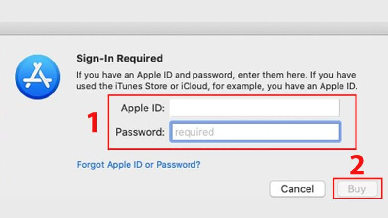 Xác nhận đăng ký Apple Arcade với nút 'Buy' (Mua) trên màn hình Mac