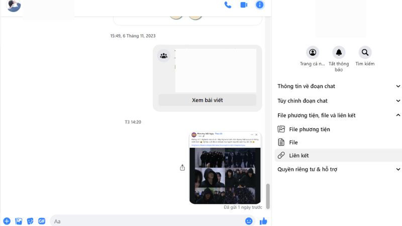 Xem ảnh trong mục &quot;File phương tiện&quot; trên Messenger web
