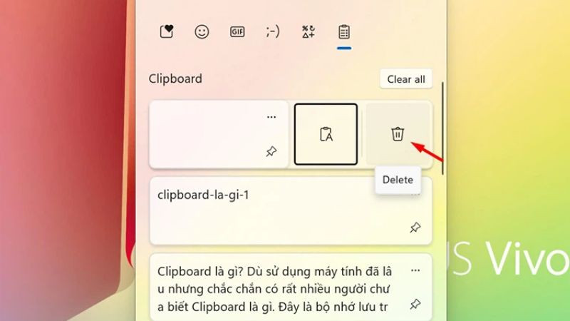Xóa từng mục riêng lẻ trong Lịch sử Clipboard Windows