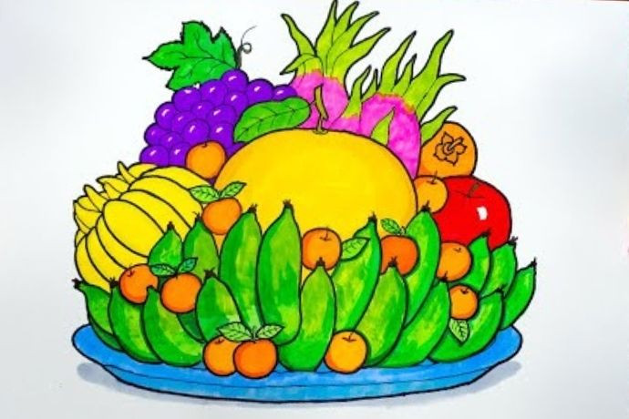 Ý tưởng vẽ tranh Tết đơn giản về mâm cỗ ngày Tết