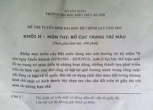 Đề thi Trường đại học Kiến Trúc Hà Nội qua các năm