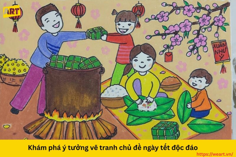 Khám phá ý tưởng vẽ tranh chủ đề ngày tết độc đáo