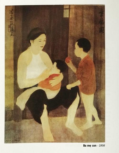 Bức tranh vẽ cảnh chơi ô ăn quan của các em nhỏ ở một miền quê Việt Nam yên bình