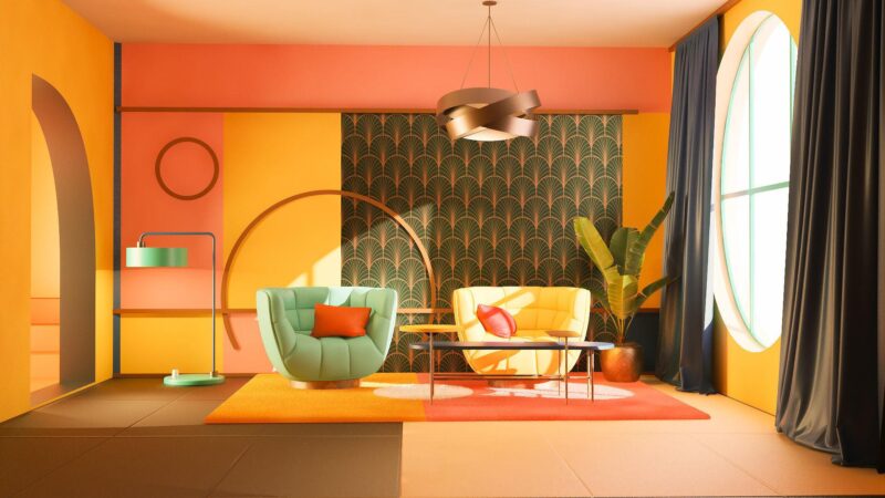 Bức tranh hội họa tối giản với các hình khối cơ bản và màu sắc trung tính đặc trưng