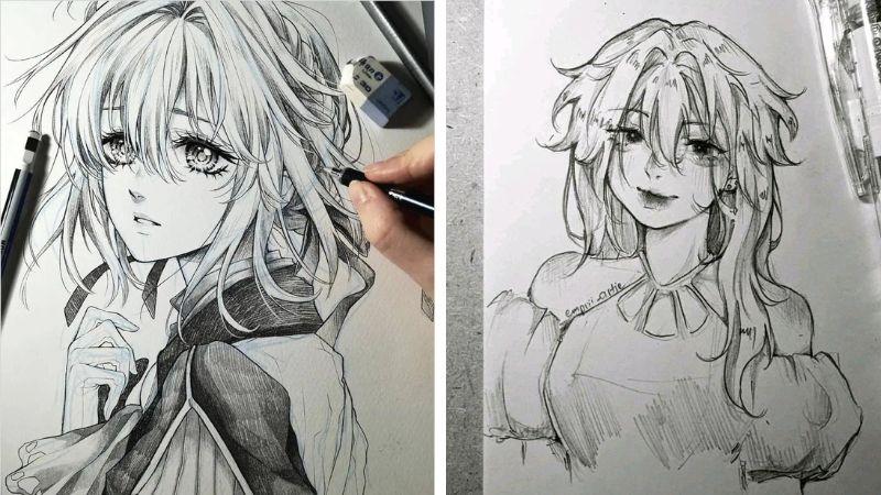 Bí Quyết Cách Vẽ Mắt Anime Nữ Lạnh Lùng Cuốn Hút Phác thảo hình dáng cơ bản cho đôi mắt anime nữ lạnh lùng đầy cuốn hút và sắc sảo