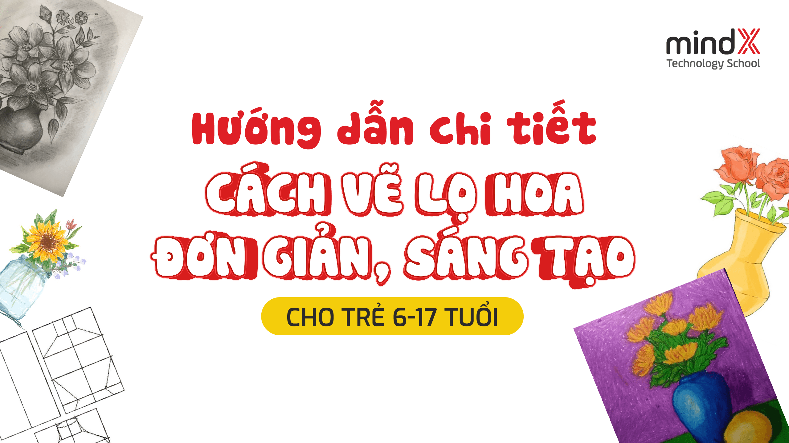 Khám Phá Cách Vẽ Lọ Và Hoa Đẹp Mắt Dễ Dàng Phác thảo các hình khối cơ bản cho lọ và hoa trong cách vẽ lọ và hoa đơn giản