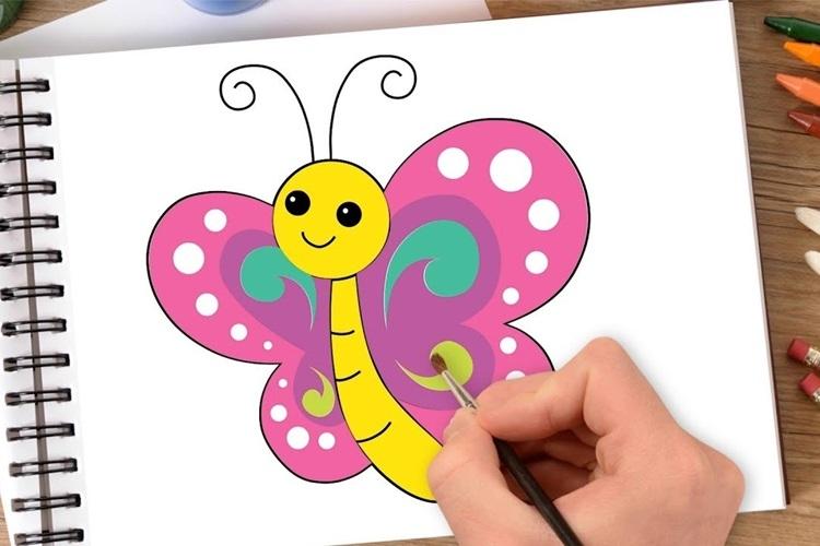 Hướng dẫn thêm chi tiết râu và họa tiết đơn giản cho cánh bướm theo cách vẽ con bướm đơn giản
