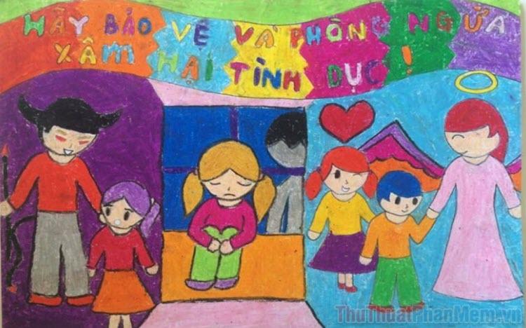Sức mạnh của tranh vẽ phòng chống xâm hại trẻ em Bức tranh vẽ ý nghĩa về phòng chống xâm hại trẻ em lan tỏa thông điệp mạnh mẽ đến cộng đồng