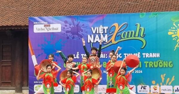 Tranh vẽ trẻ em tham gia các hoạt động bảo vệ môi trường Trái Đất, thể hiện sự hồn nhiên và trách nhiệm