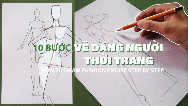 Bí Quyết Cách Vẽ Dáng Người Mẫu Chuẩn Tỷ Lệ Minh họa cách vẽ dáng người mẫu với các loại trang phục khác nhau và nếp gấp vải