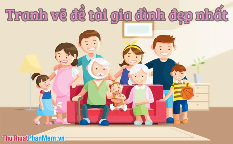 Tranh vẽ ngôi nhà của em với hình ảnh gia đình sum vầy hạnh phúc bên mái ấm thân thương