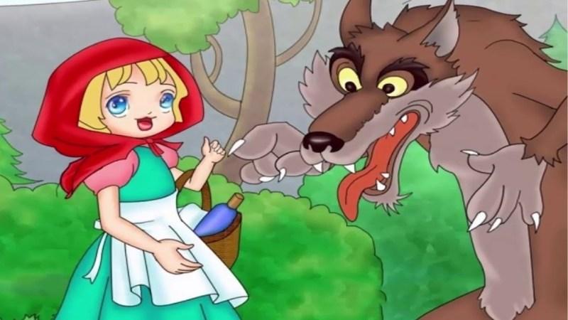 Khám Phá Thế Giới Mộng Mơ Qua Vẽ Tranh Về Truyện Cổ Tích Bức tranh vẽ truyện cổ tích Cô Bé Quàng Khăn Đỏ gặp sói trong rừng sâu huyền bí