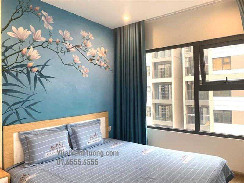 Vẽ tranh tường phòng ngủ khung cảnh rừng cây xanh mát tạo không gian thư giãn