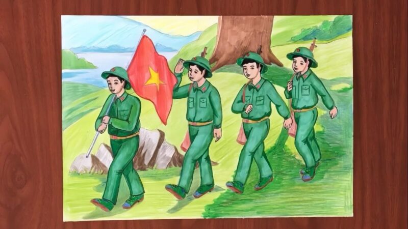Hướng dẫn chi tiết cách vẽ tranh đề tài bộ đội lớp 6 Ý tưởng tranh vẽ chú bộ đội đang giúp đỡ người dân thu hoạch mùa màng cho học sinh lớp 6