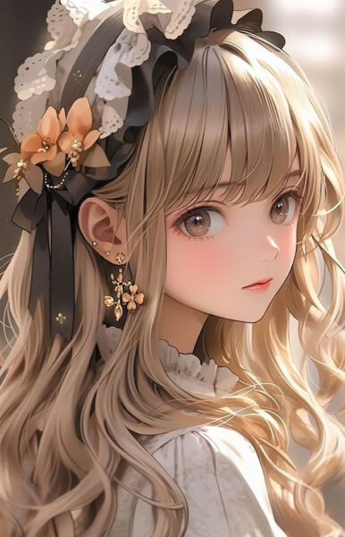 Ảnh anime 3D cô gái xinh đẹp với mái tóc dài bồng bềnh