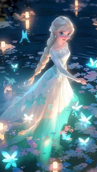 Ảnh công chúa băng giá Elsa dưới bầu trời đêm đầy sao