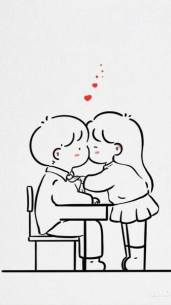 Ảnh đôi ny thể hiện tình cảm ngọt ngào qua nụ hôn nhẹ nhàng