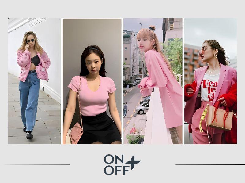 Áo đỏ năng động kết hợp chân váy màu tương phản hoặc hài hòa tạo điểm nhấn