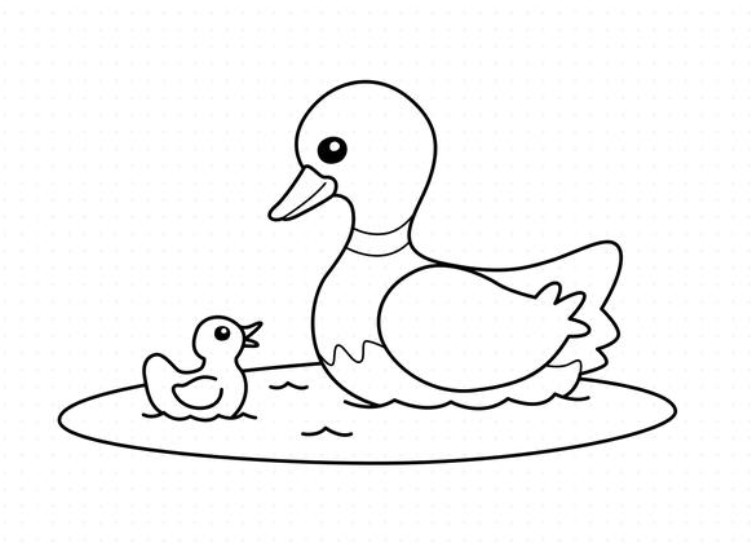 Bản vẽ con vịt cho bé tập tô màu