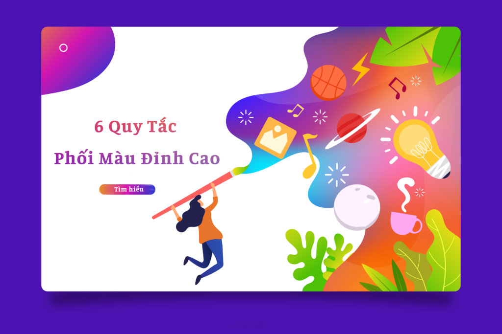 Bánh xe màu sắc minh họa màu xanh phối màu gì theo quy tắc tương phản và tương đồng.