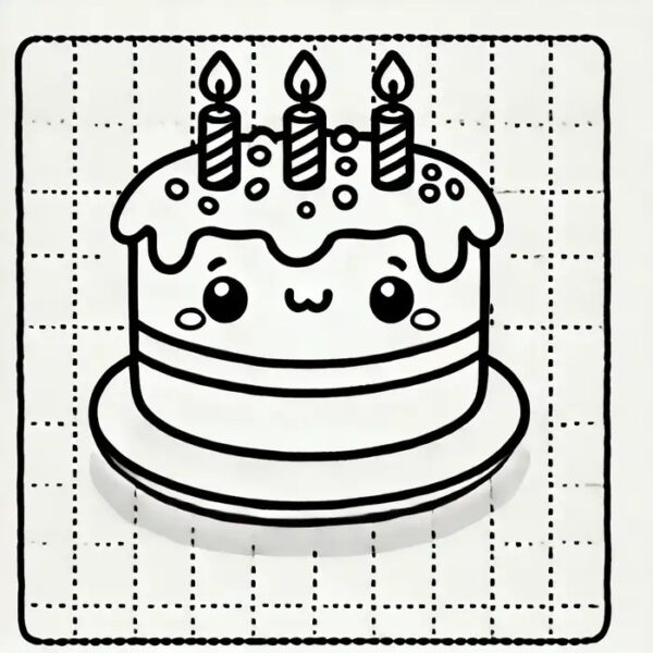 Bé tô màu bánh sinh nhật đơn giản với nến