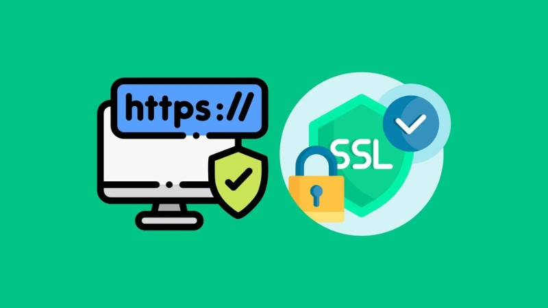 Biểu tượng ổ khóa và kết nối an toàn minh họa SSL mã hóa dữ liệu truyền tải