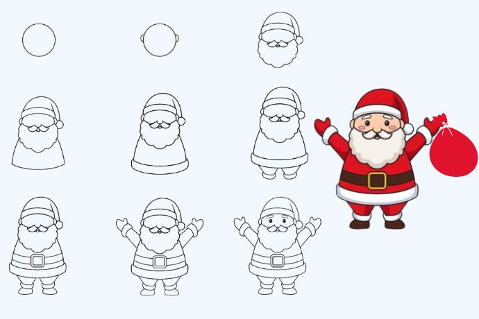 Cách Vẽ Giáng Sinh Đơn Giản Dễ Làm Cho Mọi Người Các bước cơ bản để vẽ ông già Noel đơn giản
