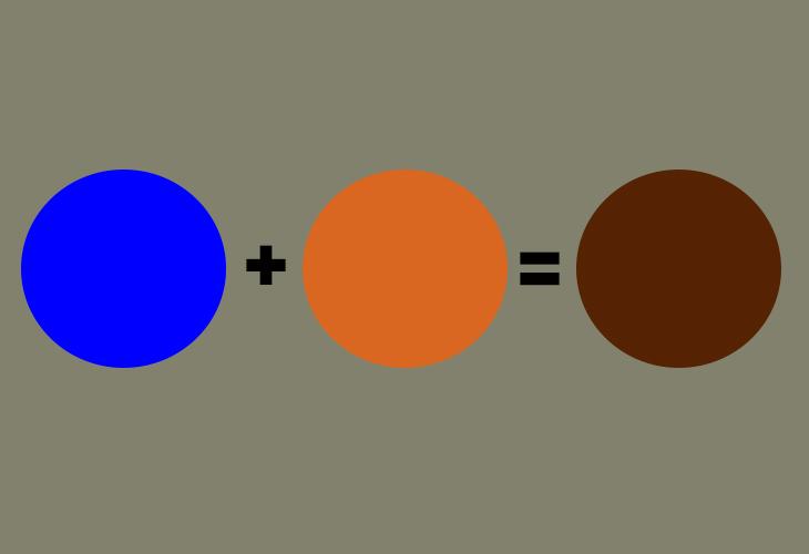 Hình ảnh minh họa cách pha màu cam đất từ cam và nâu đơn giản