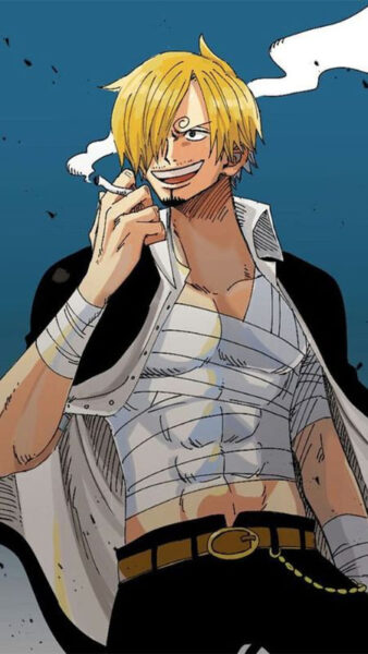 Bộ Sưu Tập Hình ảnh Sanji Đẹp và Ấn Tượng Nhất Chân dung Sanji với mái tóc vàng che một bên mắt và ánh nhìn sâu sắc
