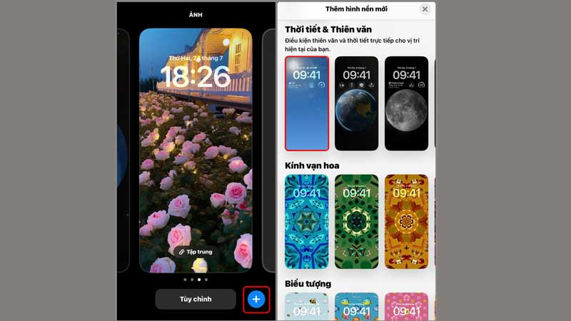 Chọn hình ảnh để tạo ảnh màn hình khóa mới trên iPhone