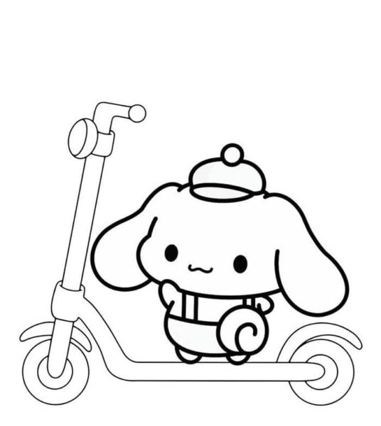 Cinnamoroll vui vẻ lái chiếc xe nhỏ nhắn