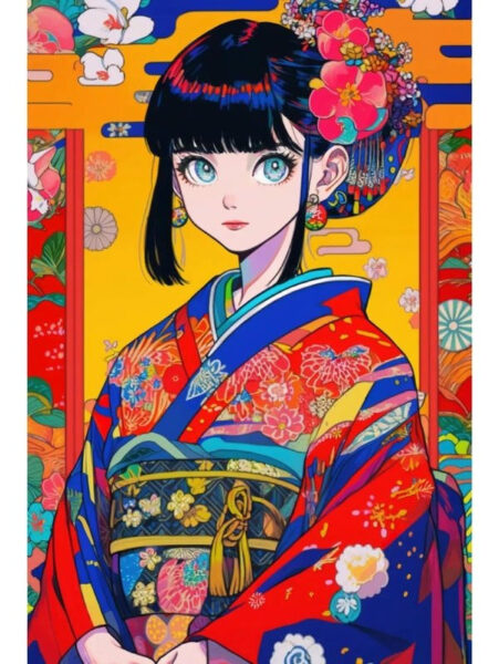 Cô gái anime cổ trang trong y phục truyền thống