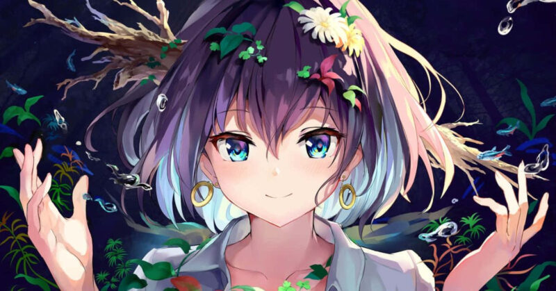 Cô gái anime tóc ngắn cá tính, ánh mắt sắc lạnh